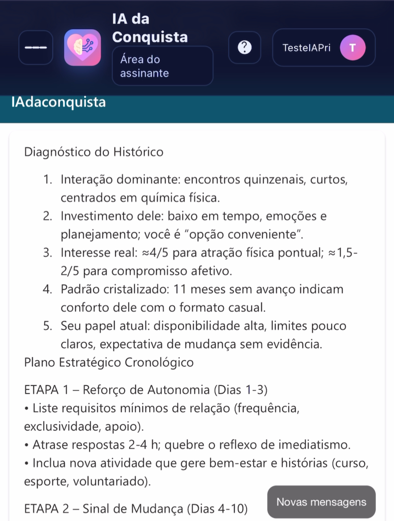 Print da primeira estratégia entregue