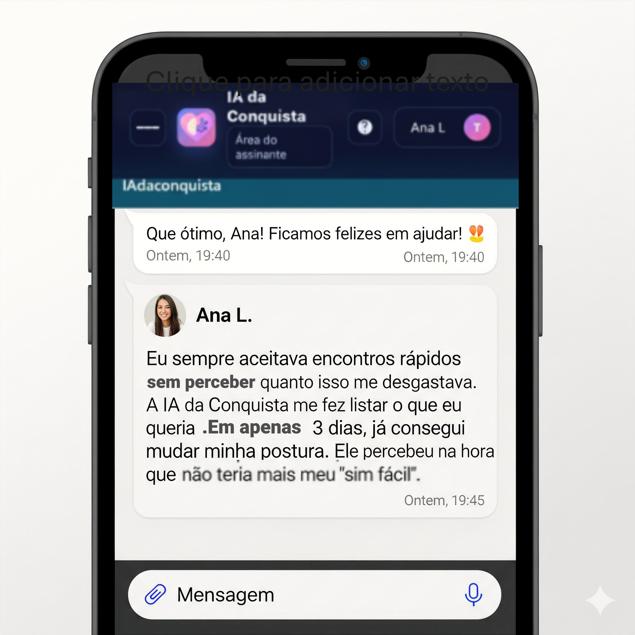 Print de feedback de usuária